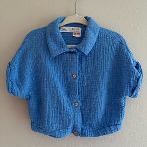 Zara Blue Textured Shirt